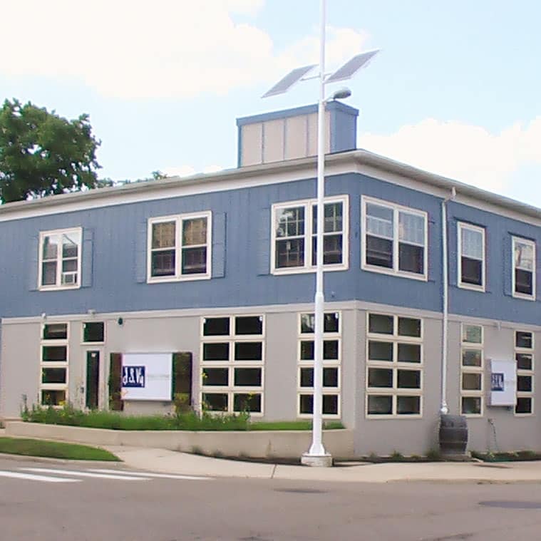Exterior of Project Green with Solar Panels