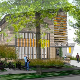 Rendering of Sun Baths Sustainable Building